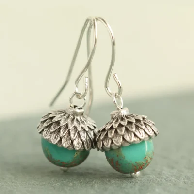 Silk Purse, Sow's Ear Turquoise Silver Acorn Earrings