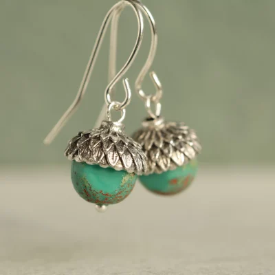Silk Purse, Sow's Ear Turquoise Silver Acorn Earrings