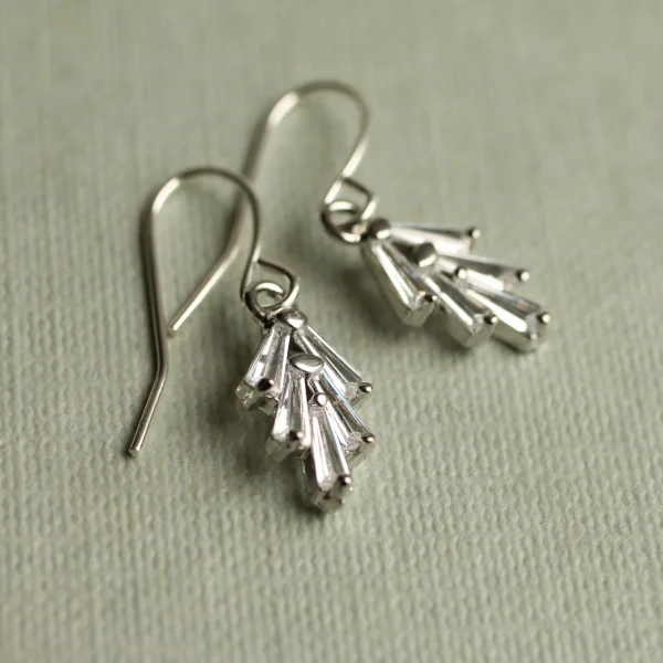 Silk Purse, Sow's Ear Silver Art Deco Crystal Earrings