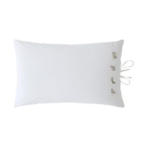 Heritage Royal Palaces Victoria Sprigs Embroidery Rose Pink Sage Bedding Set right pillowcase with bow
