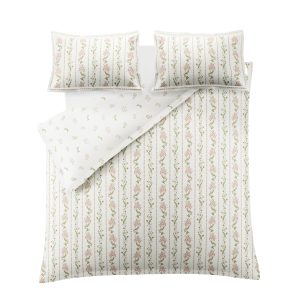 Heritage Royal Palaces Waistcoat Stripe Clay Pink Sage Bedding Set cut out