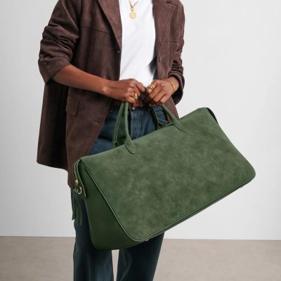Katie Loxton Ascot Suedette Weekend Bag And Pouch Organiser Forest Green Suedette