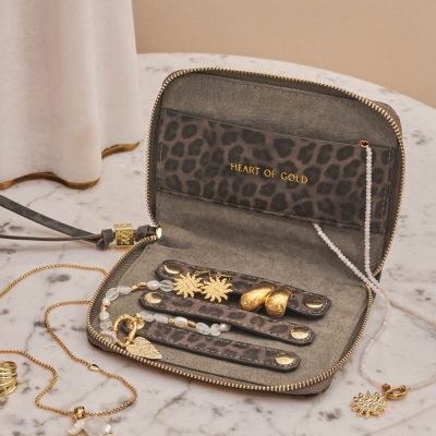 Katie Loxton Slim Jewellery Case Heart Of Gold | Leopard