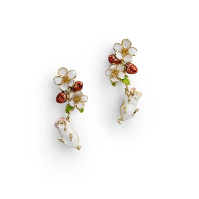 Bill Skinner - Strawberry & Hanging Mouse Earrings
