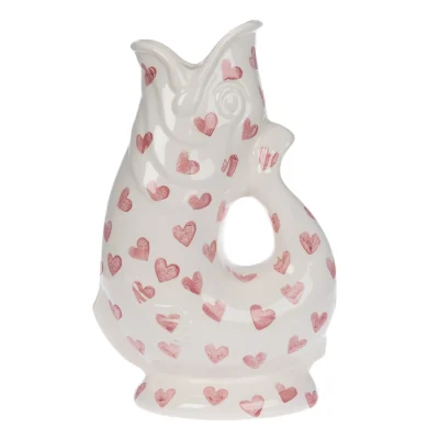 Gurgly Large White with Pink Hand-Sponged Hearts