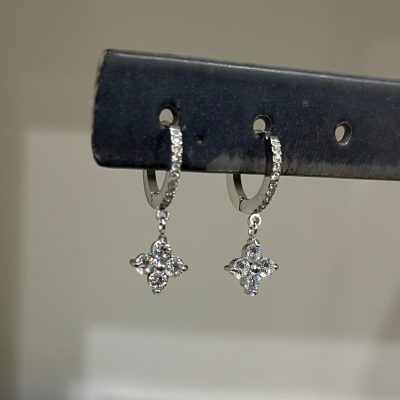 MisGraceful Clover Crystal Hoop Earrings - Silver