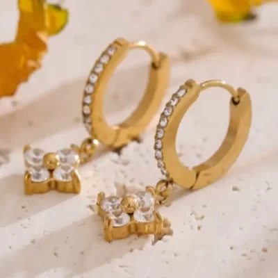 Misgraceful Clover Crystal Hoop Earrings hero