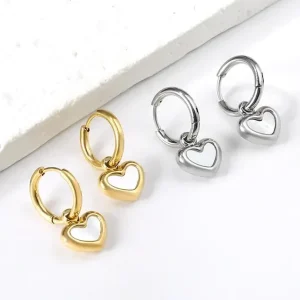 Misgraceful Heart Mother of Pearl Hoop Earrings - Gold