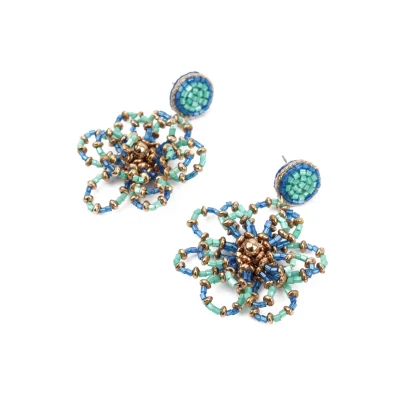 My Doris Turquoise Beaded Flower Earrings
