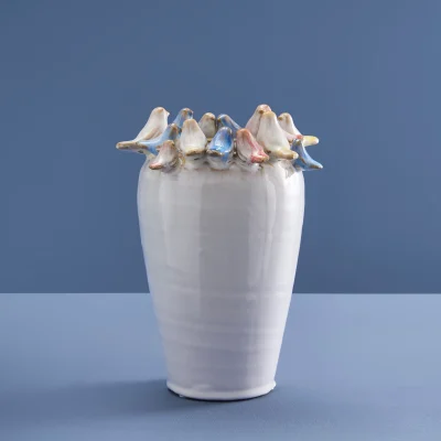 WERNS® Sculpted Bird Vase – Medium White