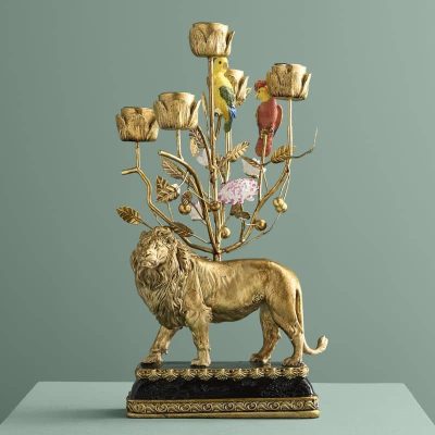 Werns Gold Lion Tropical Candle Holder 12