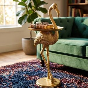 Alternative view of Antique Gold Flamingo Side Table - Collection or local delivery only
