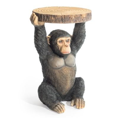 Chimpanzee Holding "Trunk Slice" Side Table