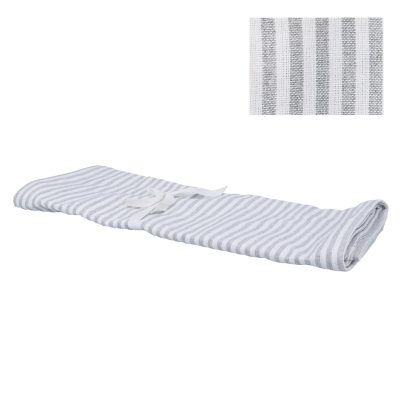 Gisela Graham Cotton Table Runner 200cm - Grey Mix Stripe