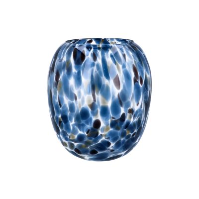 Gisela Graham Glass Vase - Balloon Blue Tortoiseshell, Small