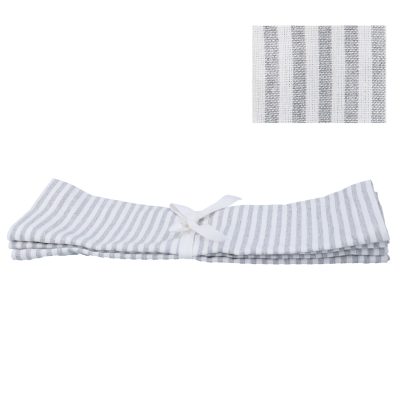 Gisela Graham Pack/4 Cotton Placemat Grey Mix Stripe