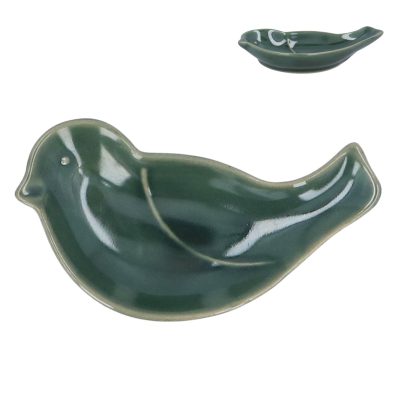 Gisela Graham Stoneware Mini Dish - Green Bird