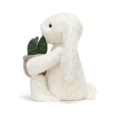 Jellycat Cream Bunny with Plant side