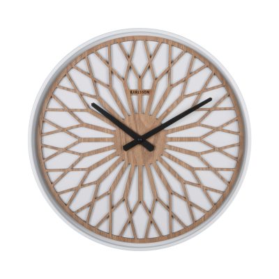 Karlsson Wall Clock Girasol - White and natural wood look clock