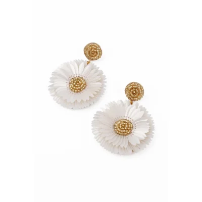 My Doris Gold and Pearl Full Petal Flower Earrings