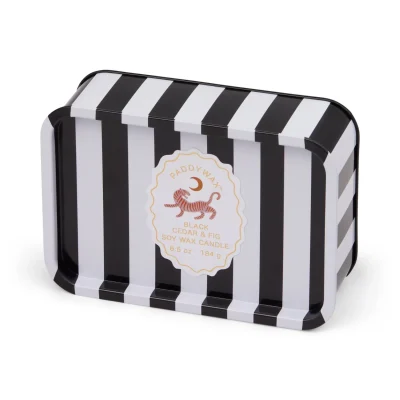 Paddywax A Dopo Tiger Printed Tin Candle - Black Cedar & Fig