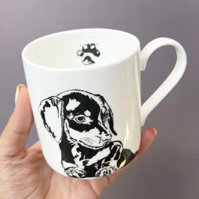 Penguin Ink at Maison White Dachshund Mug detail image