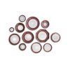 Set of 12 Assorted Antique Framed Convex Mirrors - Burgundy