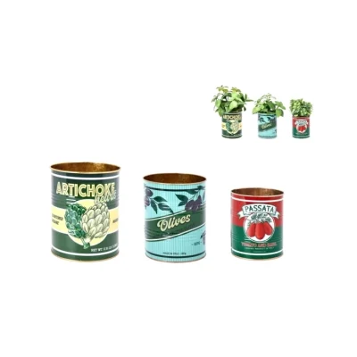 Set of 3 Retro Tomato, Olives, Passata Storage Tins