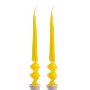Bright Yellow 29cm Hand Turned Taper Candle set of 2