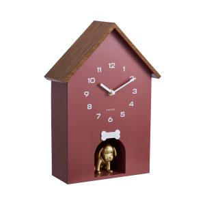 Karlsson Wall Clock Dog House Burgundy red