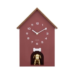 Karlsson Wall Clock Dog House Burgundy red