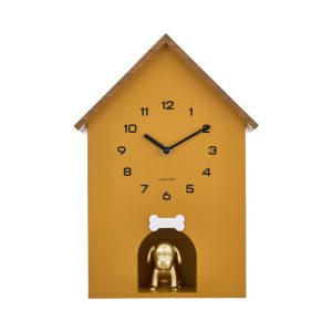 Karlsson Wall Clock Dog House Ochre yellow