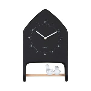 Karlsson Wall Clock Love Birds Black