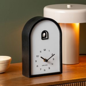 Karlsson Wall/Table Clock Curva Cuckoo Black Wood