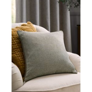 Laura Ashley Millbourne Herrringbone Grey Sage Microfibre 45x45cm Cushion cameo