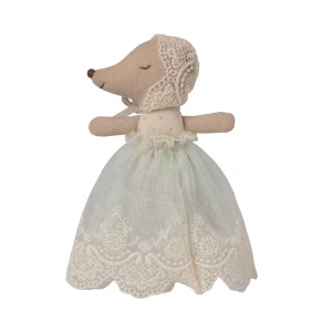 Maileg Baby mouse in gown - Mint sleepy