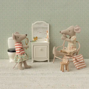 Alternative view of Maileg Toothbrush set in bag, Mouse - Coral stripe