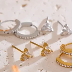 Misgraceful CZ Silver huggie and stud set