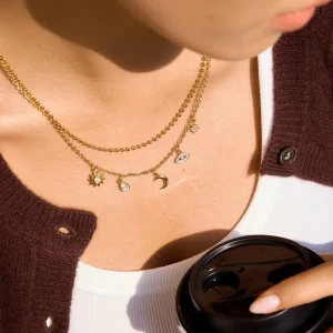 Misgraceful Multi Charm Bead Necklace on model