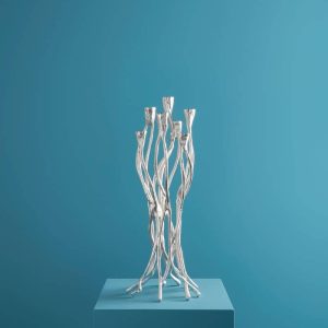 WERNS® Silver Roots Candlestick Hand-Cast Statement Holder