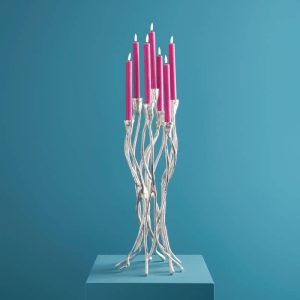 WERNS® Silver Roots Candlestick Hand-Cast Statement Holder