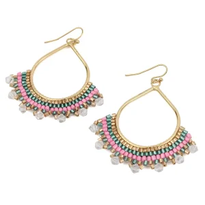 My Doris Pink and Green Teardrop Earrings