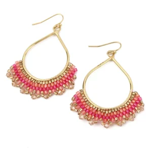 My Doris Pink and Orange Teardrop Earrings