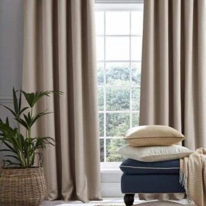 Laura Ashley Stephanie Natural Readymade 'Blackout' Eyelet Curtains - Last Chance!