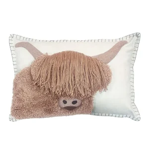 Aquarelle Home Archie Tufted Cow Cushion (Brown)