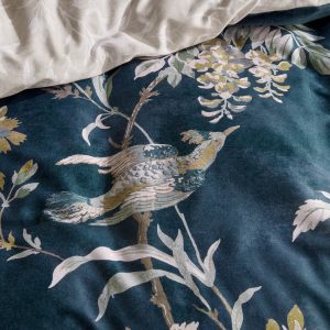 Laura Ashley Attleton Heritage Blue Reversible Bedding Set - 220TC close up