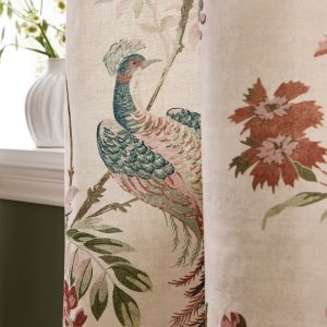 Laura Ashley Attleton Sage Green Readymade Eyelet Curtains close up fro detail
