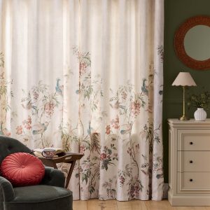 Laura Ashley Attleton Sage Green Readymade Eyelet Curtains Closed