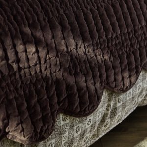 Alternative view of Laura Ashley Brady Scalloped Chocolate Bedspread 180cm x 235cm