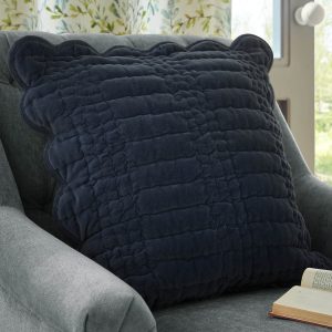 Laura Ashley Brady Scalloped Navy Microfibre Filled 43x43cm Cushion lifestyle